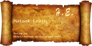 Hatsek Ervin névjegykártya