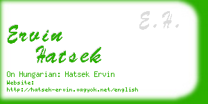 ervin hatsek business card